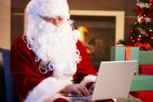Santa using computer